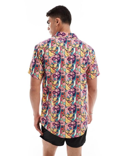 OOSC Red Comic Book Candy Short Sleeve Shirt for men