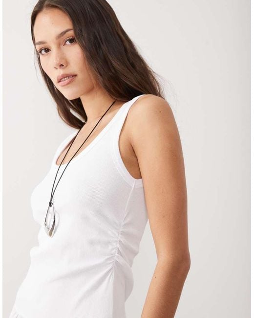ASOS White Short Puff Sleeve Bubble Mini Dress