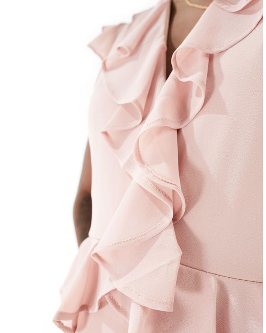 TFNC London Pink Bridesmaid Chiffon Maxi Dress With Ruffle Detail