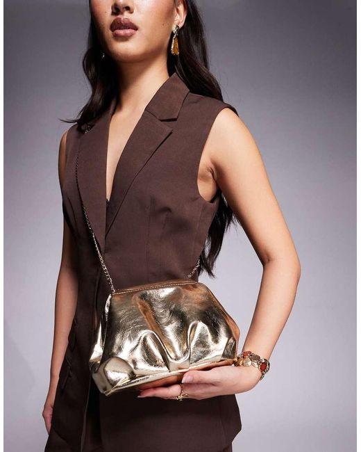 ASOS Brown Frame Clutch Bag With Detachable Crossbody Strap