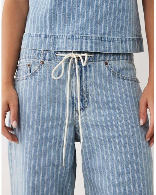 Abercrombie & Fitch Blue Lighweight Denim Wide Leg Tie-up Jeans Set