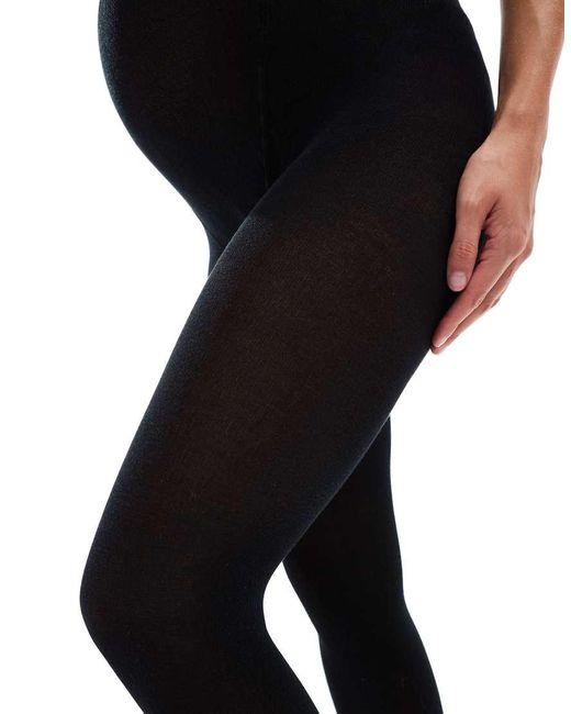 Mama.licious Black Mamalicious Maternity Over The Bump Knitted Tights