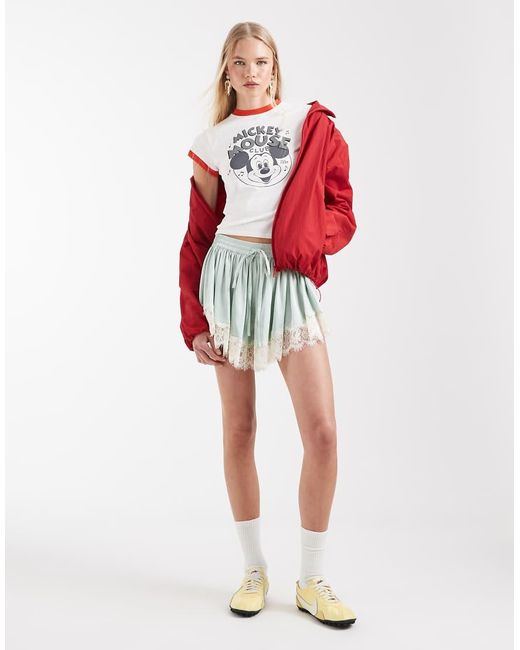 ASOS White Disney Ringer Baby Tee With Mickey Mouse Print