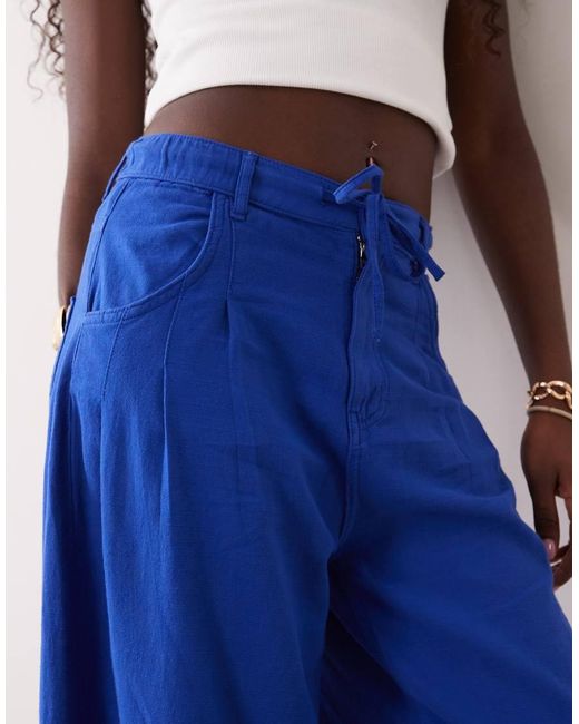 ASOS Blue Pleat Pocket Balloon Trouser