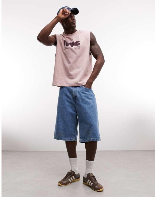 ASOS Pink Boxy Oversized Tank With Nyc Bubble Print for men
