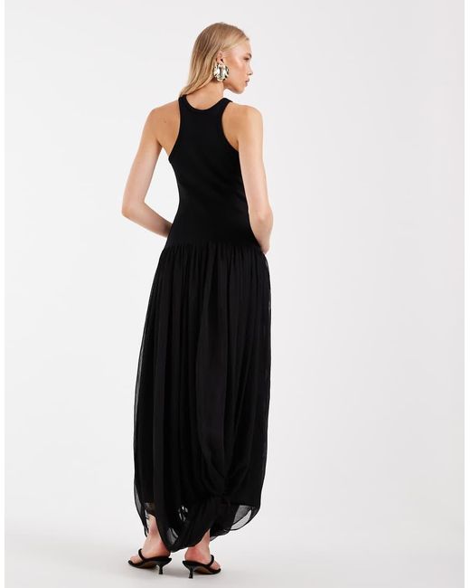 ASOS Black Hybrid Racer Maxi Dress