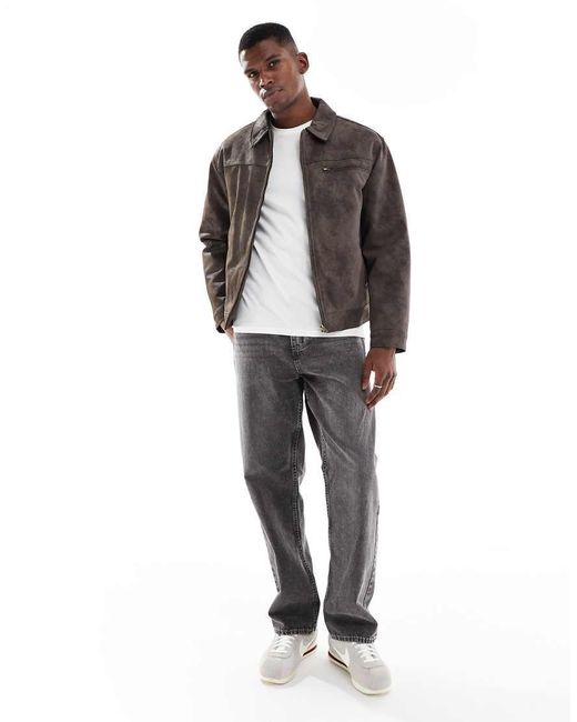 Cotton On Brown Cropped Faux Suede Harrington Jacket for men