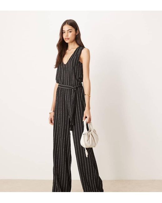 JDY Tall Black Tie Waist Jumpsuit