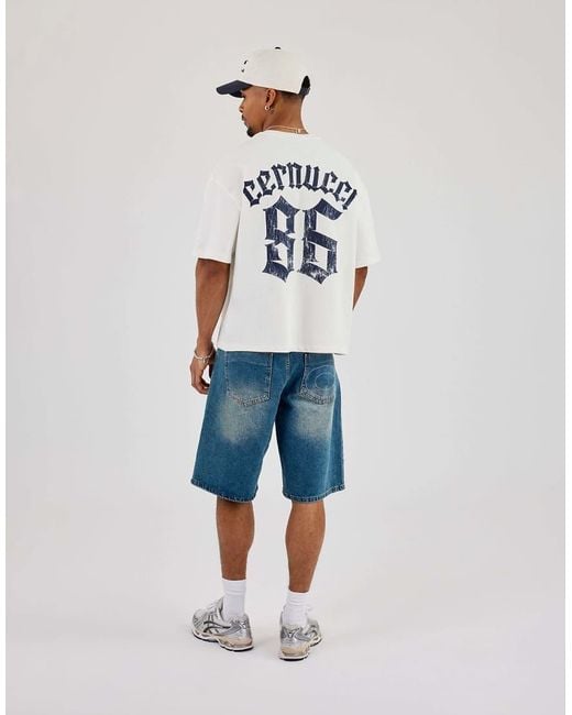 CERNUCCI White 86 Back Print Boxy T-Shirt for men