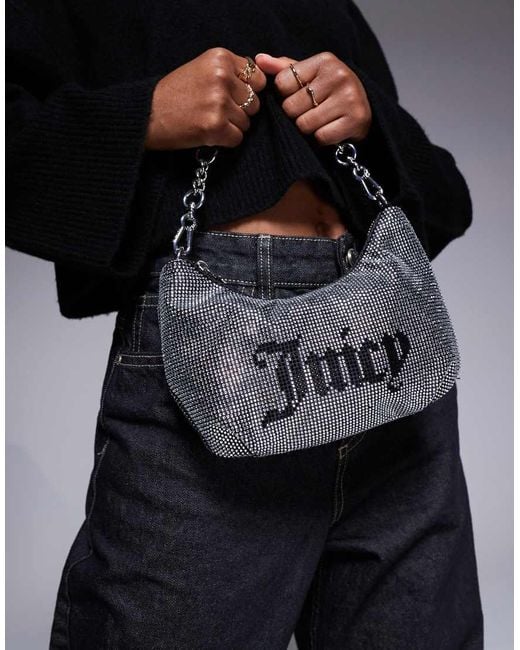 Juicy Couture Black Small Diamante Logo Shoulder Bag