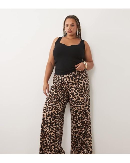 Vila Curve Black Pull On Wide Leg Trousers