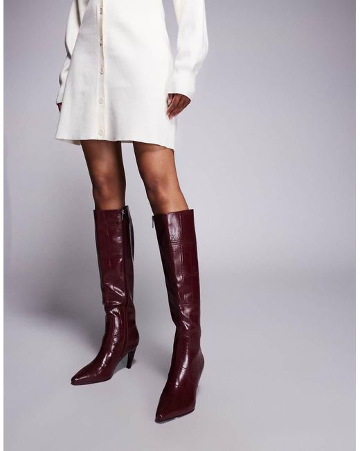 SIMMI Purple Simmi Lapis Heeled Knee Boots