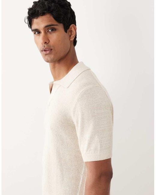 Mango Natural Cotton Mix Knitted Short Sleeve Revere Neck Poloshirt for men
