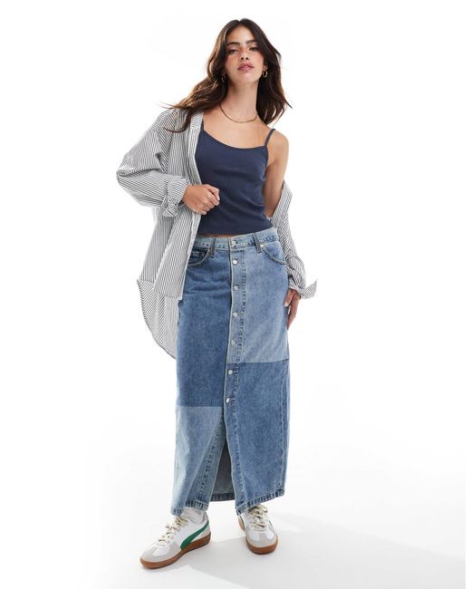 Levi's Blue Levi's® Midirock BUTTON MIDI SKIRT PAT mit Knopfleiste