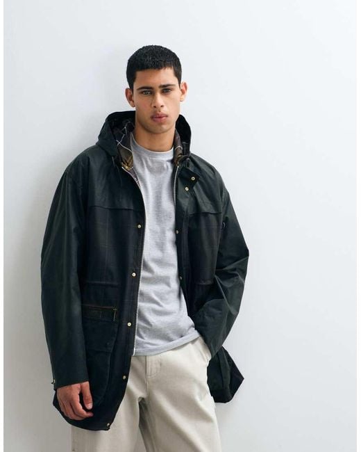 Barbour Blue Icons Durham Tartan Check Wax Jacket for men
