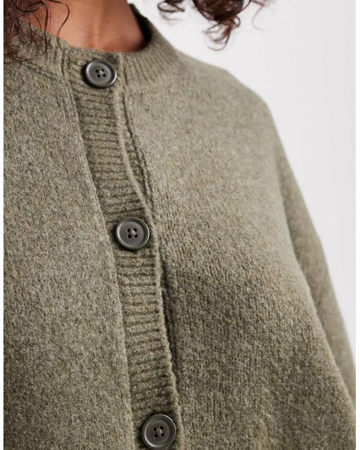 ASOS Green Boxy Crew Neck Cardigan With Side Split Detail