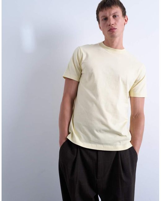 T-Shirt Gialla Regular Fit di Topman in White da Uomo