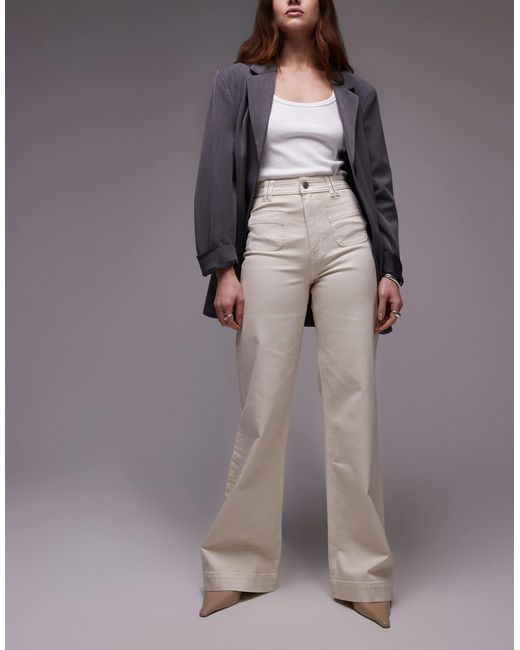 & Other Stories Purple High Rise Flared Jeans With Patch Pockets