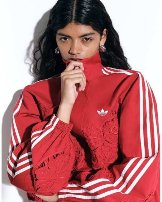 adidas Originals x ASOS Red Oversized Cutwork Track Jacket