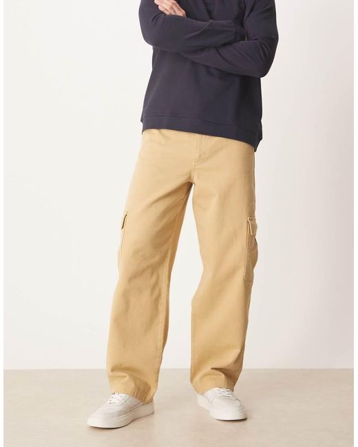 ASOS Blue Loose Straight Cargo Trousers for men