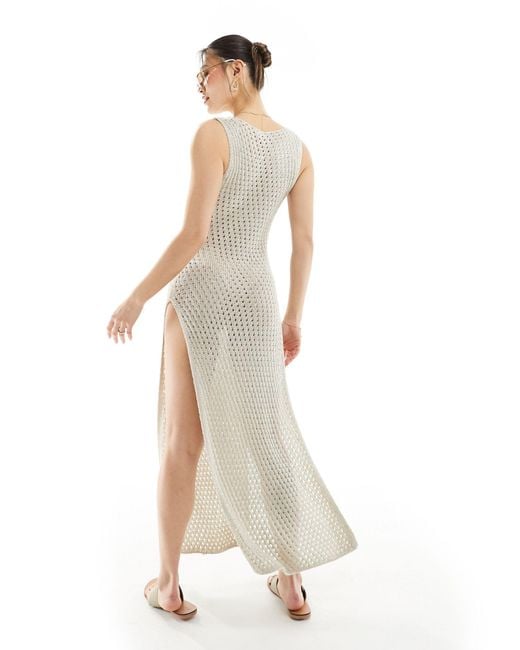 River Island White Sleeveless Crochet Maxi Dress