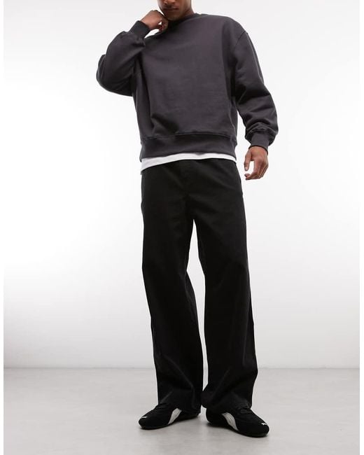 Weekday Black Oversized Elastic Waist baggy Trousers for men