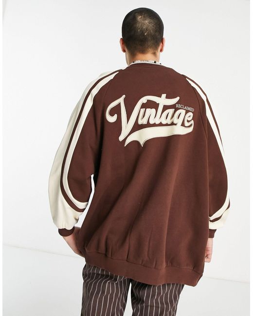 Reclaimed (vintage) Inspired Unisex Varsity Jacket in Brown | Lyst