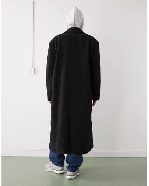 Weekday Black Wool Blend Oversized Coat for men
