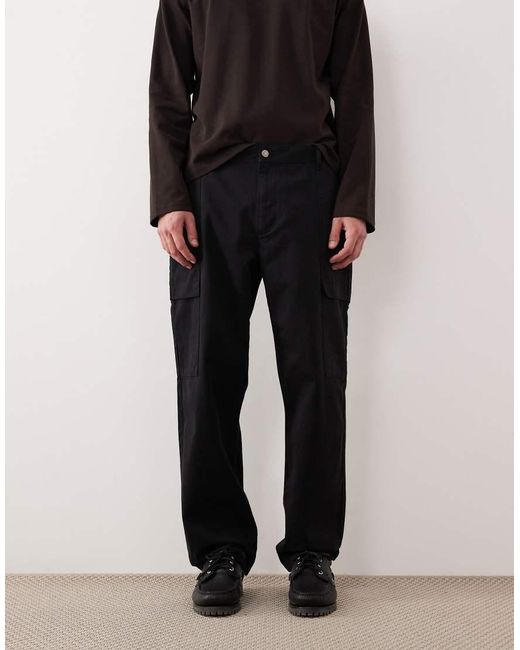 ASOS Black Straight Leg Cargo Pants for men