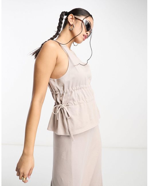 Collusion Utility Tie Detail Co-ord Tank Top in White | Lyst