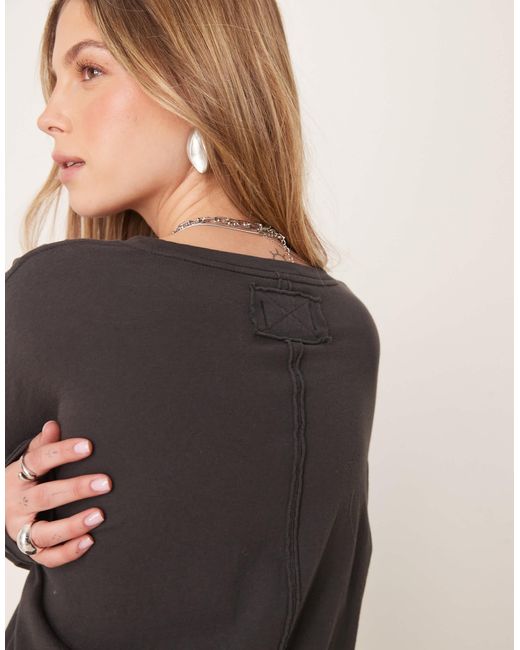 Free People Gray Nina Long Sleeve T-shirt