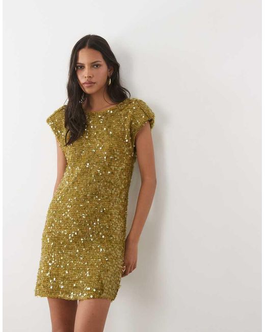 River Island Green Sequin Mini Dress