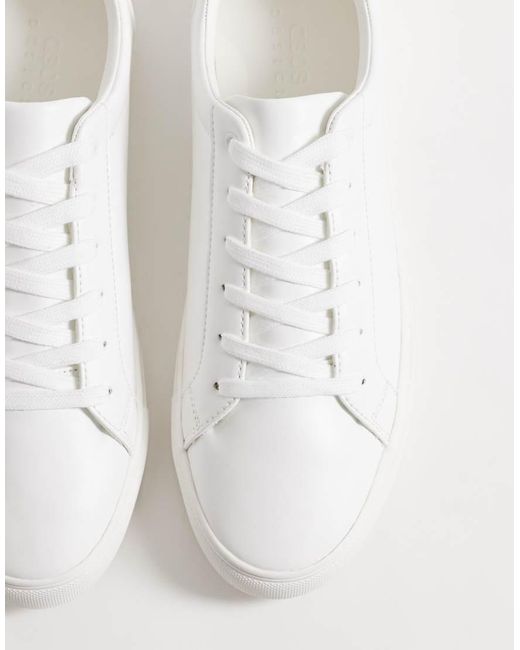ASOS White Lace Up Sneakers With Gray Heel Notch Detailing for men