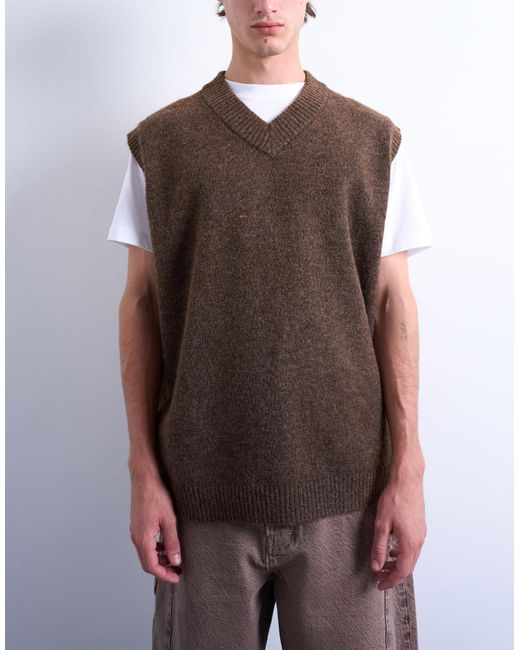 Topman – oversize-strickpullunder in Brown für Herren