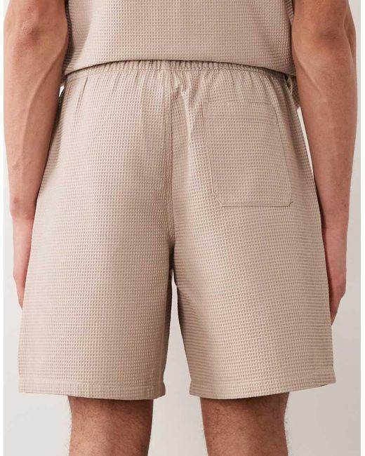 New Look Natural Co-ord Waffle Shorts for men