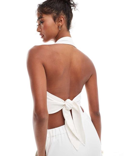 New Look White Linen Halterneck Waistcoat