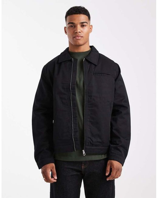 Jack & Jones Black Harrington Jacket With Double Zip for men