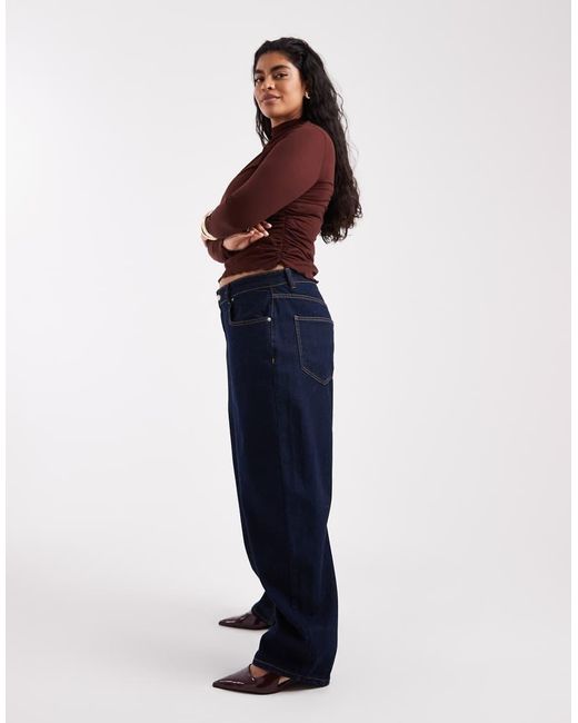 Vaqueros De Corte Barrel Slim Con Azul Tinta De Asos Design Curve-Azul Marino ASOS de color Blue