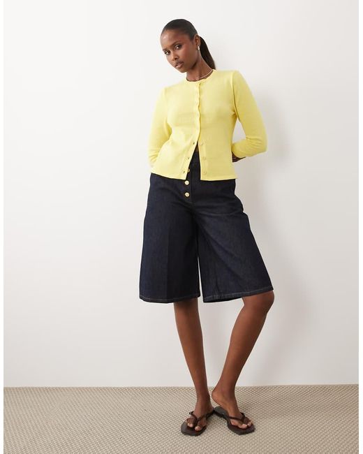 ASOS Yellow Knitted 3/4 Sleeve Cardigan