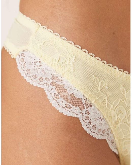 KAT THE LABEL Yellow Arabella Lace Thong