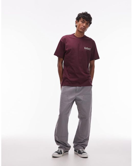 Carhartt Red Schooling Relaxed T-shirt With Back Print for men