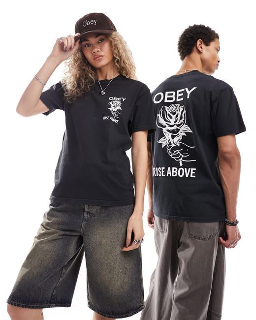 Camiseta negra unisex con estampado gráfico Obey de color Black