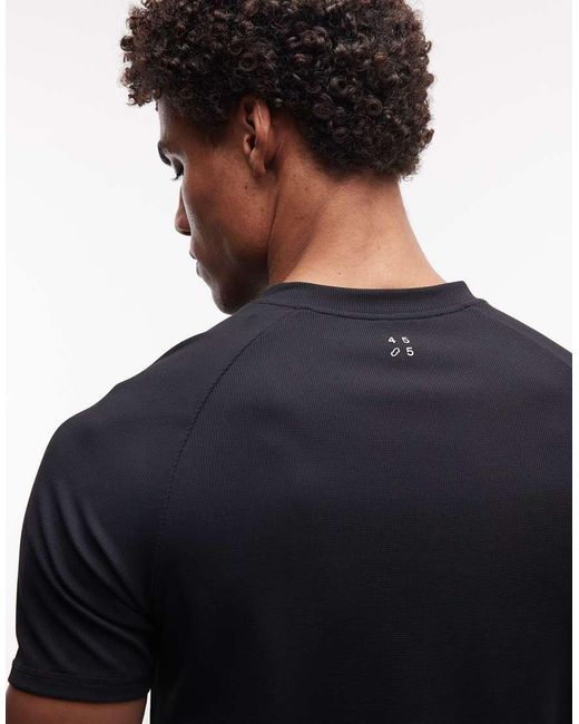 4505 Black Lightweight Performance Waffle Henley T-shirt With Quick Dry for men