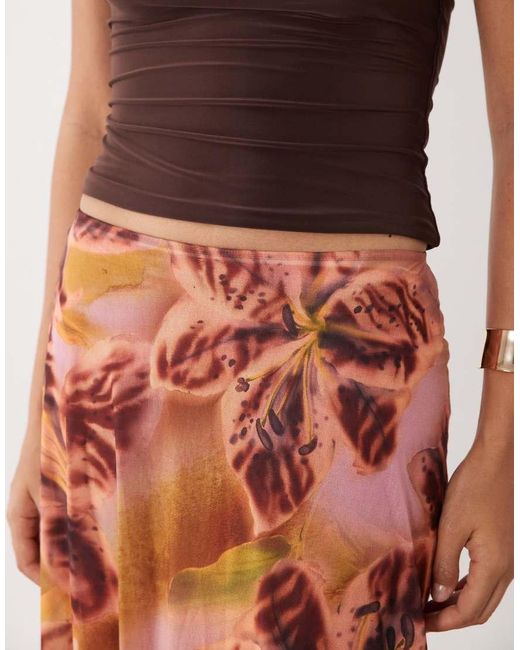 ASOS White Printed Stretch Full Hem Maxi Skirt