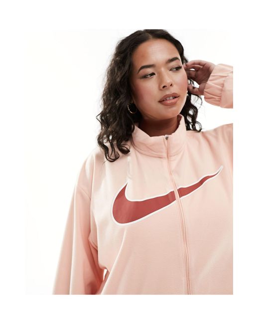 Nike Pink Plus – swoosh run dri-fit – laufjacke aus fleece mit logo und reißverschluss