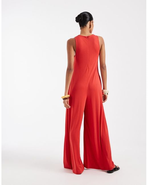 ASOS Red Modal Jumpsuit With Pockets