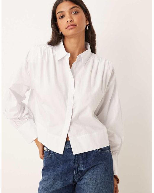 ASOS Aangerimpeld Overhemd Met Schoudervullingen in het White