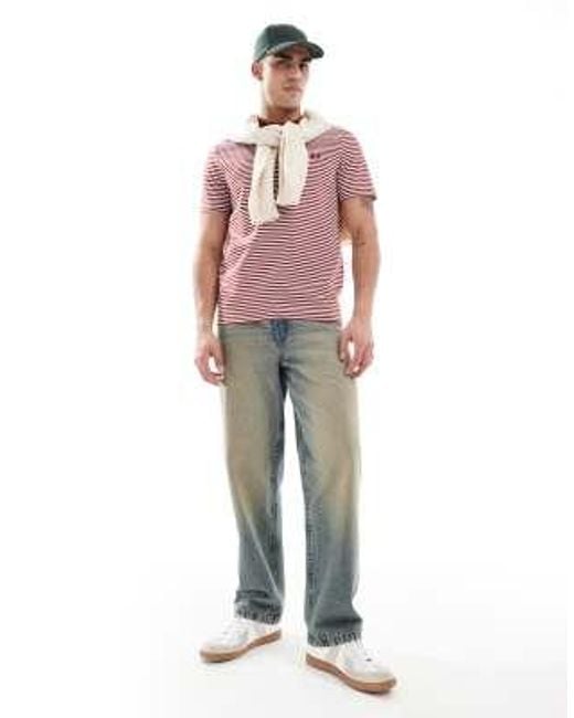 Fred Perry Red F Perry Fine Stripe T-shirt for men