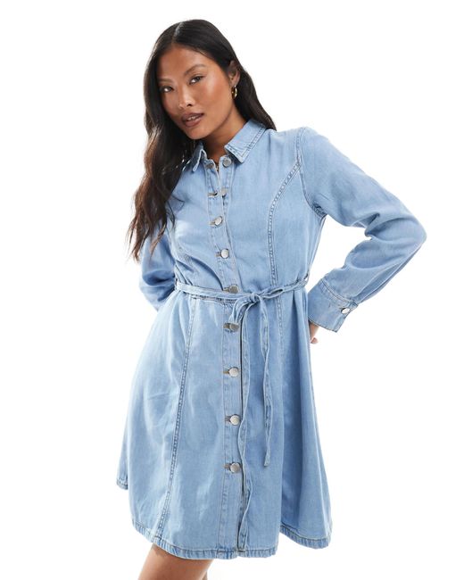 jdy denim dress Oman Jdy Denim Shirt Dress Jdy Denim Dress Buy JDY Blue Tie Waist Denim  Shirt Dress