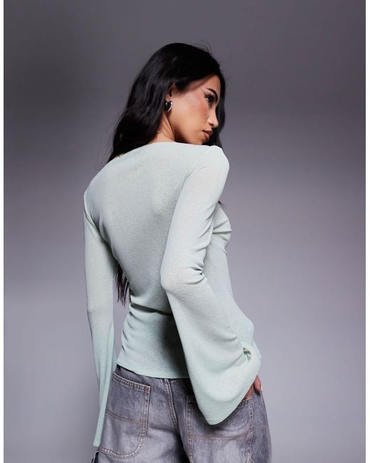 ASOS Gray – langärmeliges oberteil aus netzstoff